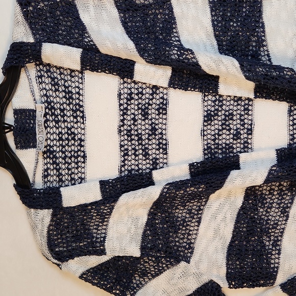 Retro Threads Women's Open-Front Cardigan Blue White Stripes Knit Size Large - Picture 4 of 9